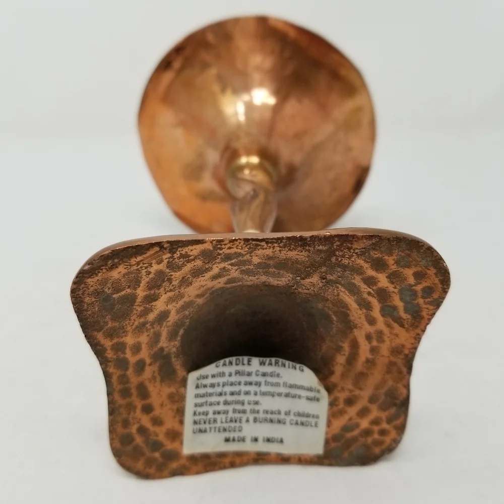 Brutalist Hammered Copper Candlestick 6 Inch New With Tags